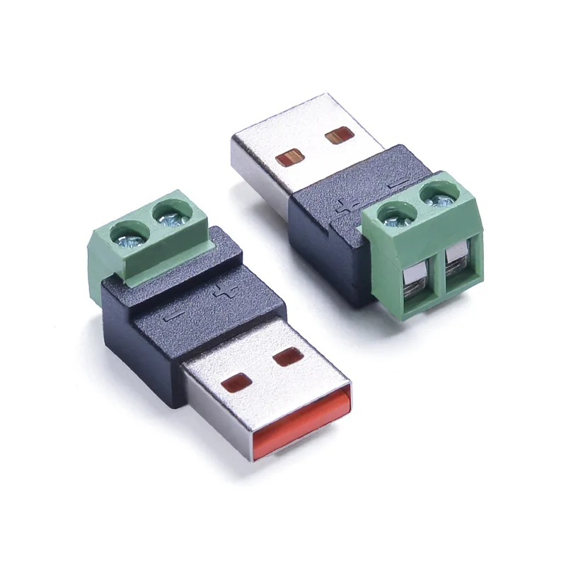USB-Stecker auf 2P-Schraubklemmen-Adapter, 5A-Lötfreier Schraubklemmen-Adapter für das Laden intelligenter