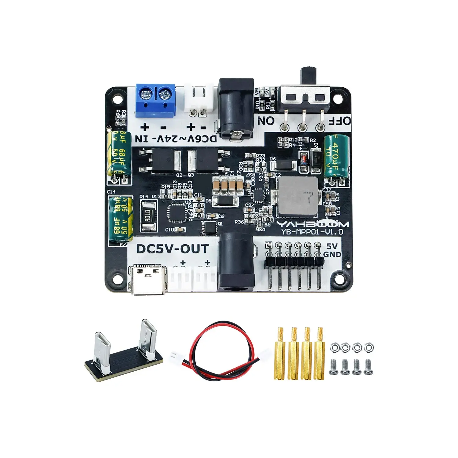 Raspberry Pi 5 Netzteil-Erweiterungsplatine, unterstützt 6-24 V Eingang und 5 V/5 A Ausgang für Jetson NANO
