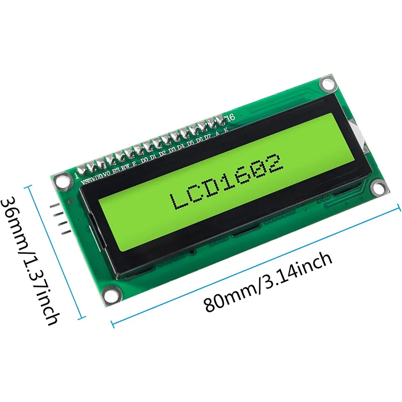 LCD1602 1602 LCD-Modul Blau/Gelb Grüner Bildschirm 16x2 Zeichen – Bild 4