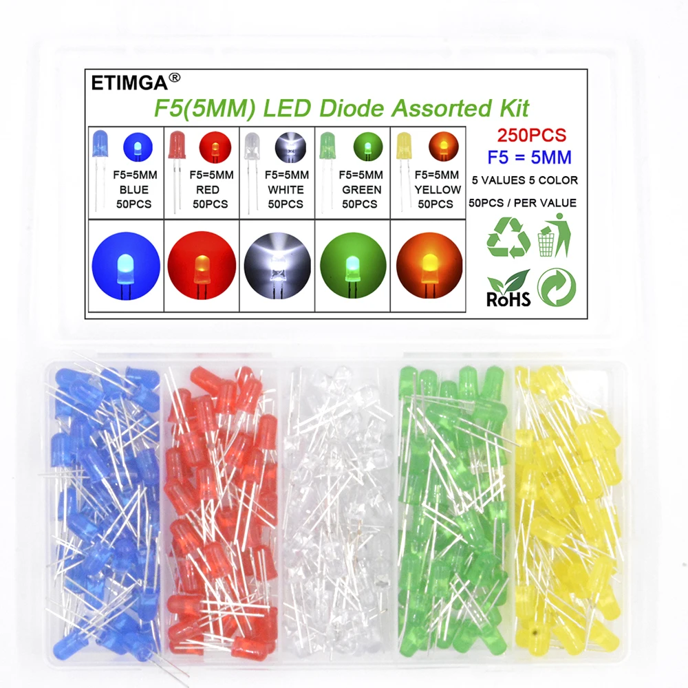 3MM 5MM LED-Dioden-Sortiment-Kit F3 F5 Leuchtdioden Elektronik-Kit-Box – Bild 3