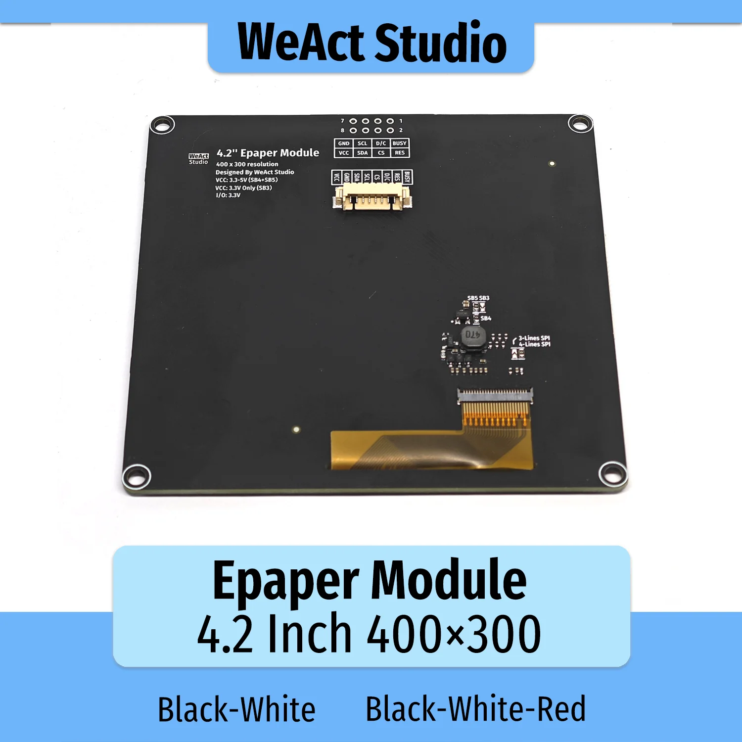 4,2" 4,2 Zoll Epaper Modul E-Paper E-Ink EInk Display Bildschirm SPI – Bild 3