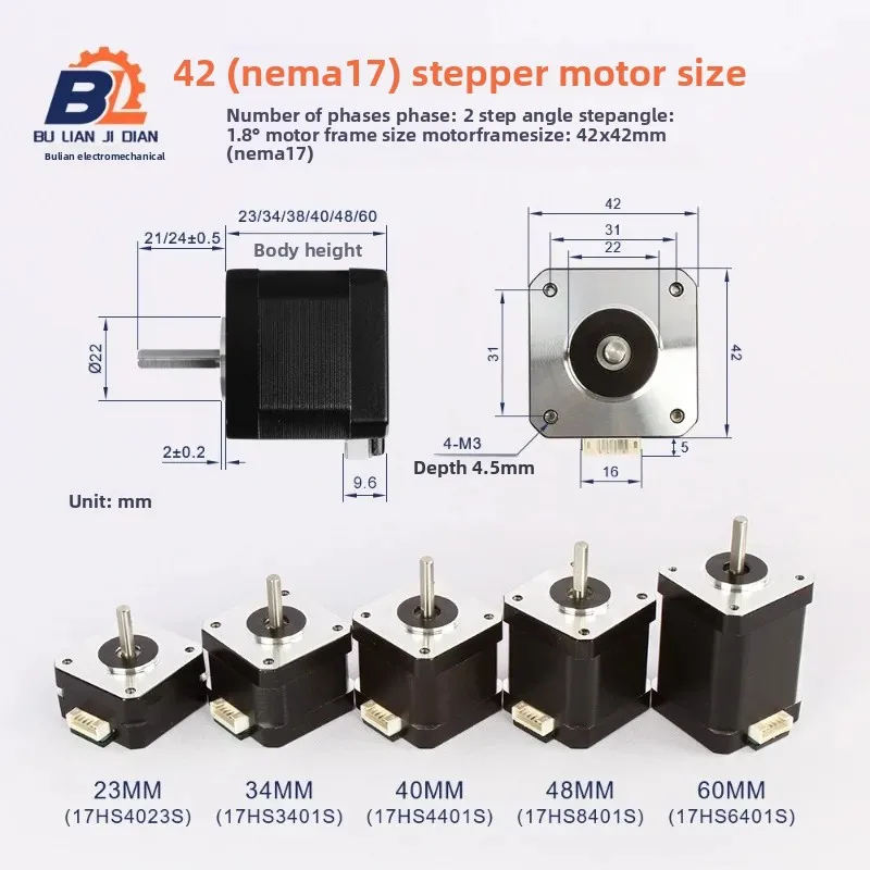 42 Schrittmotor mit hohem Drehmoment NEMA174401S Hybrid Zweiphasen – Bild 2