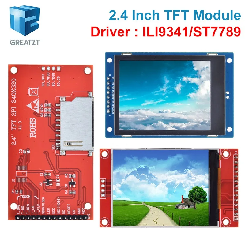 2,4 Zoll 240x320 SPI TFT LCD Serielles Port-Modul 5V/3,3V PCB-Adapter Micro SD-Karte ILI9341 / ST7789V