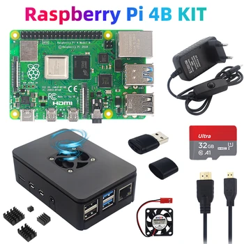 Raspberry Pi 4 Modell B 8 GB 4 GB 2 GB 1 GB RAM + Gehäuse + Netzteil + TF-Karte BCM2711 1,5 GHz WiFi BT