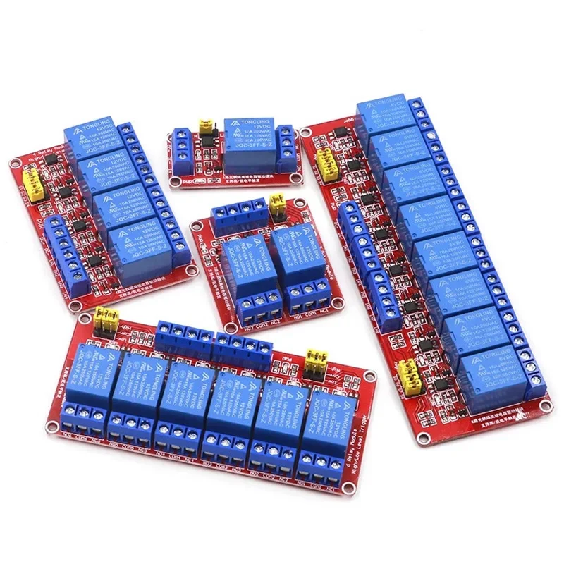 Relaismodul 1, 2, 4, 6, 8 Kanäle, 5 V, 12 V, 24 V, Relaismodulplatine mit Optokoppler-Unterstützung, High