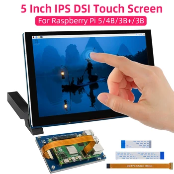 Raspberry Pi 5 Zoll DSI LCD Kapazitiver Touchscreen 800x480 MiPi Display für RPi 5 4B 3B+ 3B Monitor
