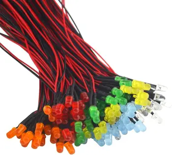 12 V 5 mm LED-Diodenleuchten 7,9 Zoll vorverdrahtet 5 Farben x 10/30 Stück sortiertes Kit Weiß Rot Grün Blau