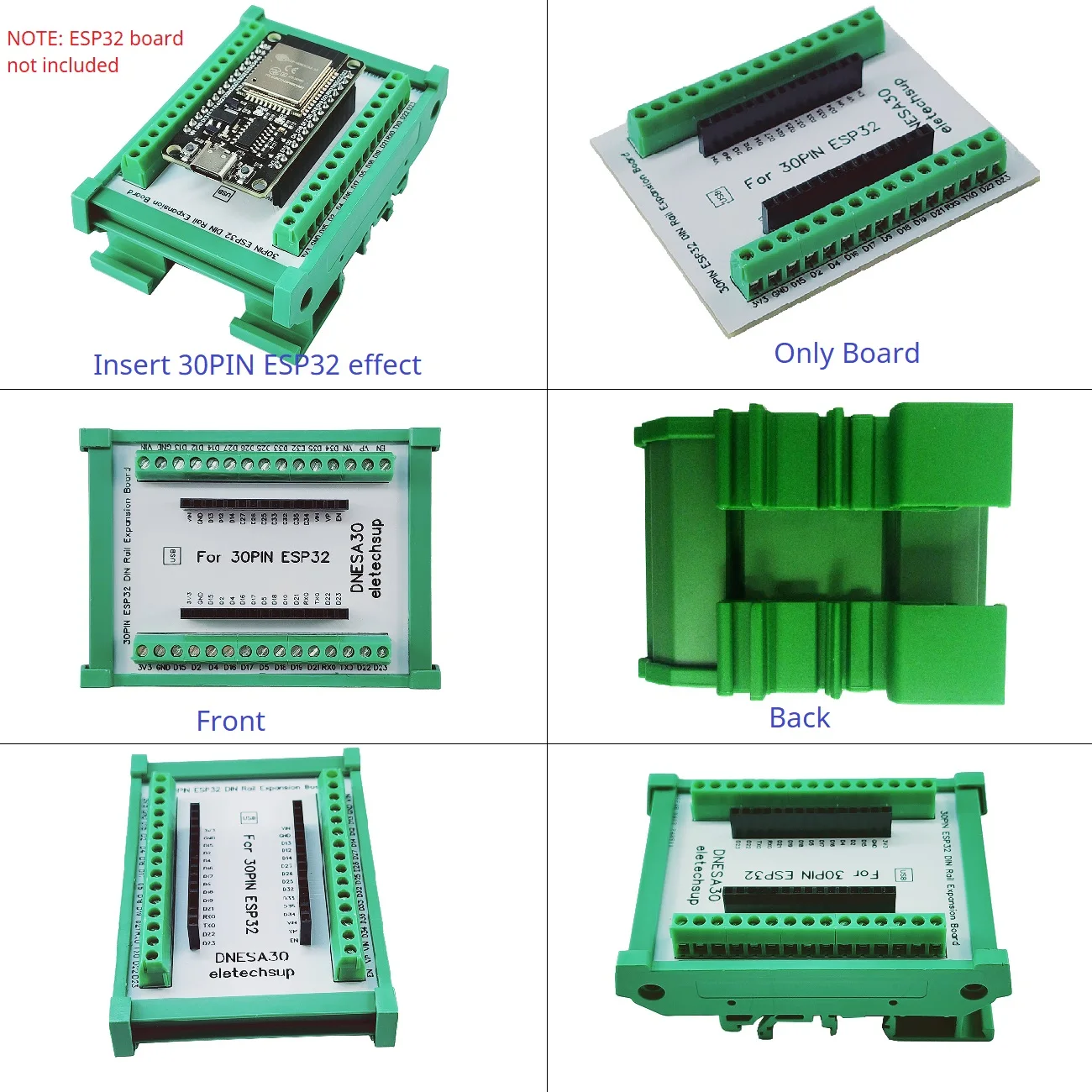 30PIN ESP32 Devkit V1 Din Rail Expansion Board 3,96 Terminal Schraube – Bild 4