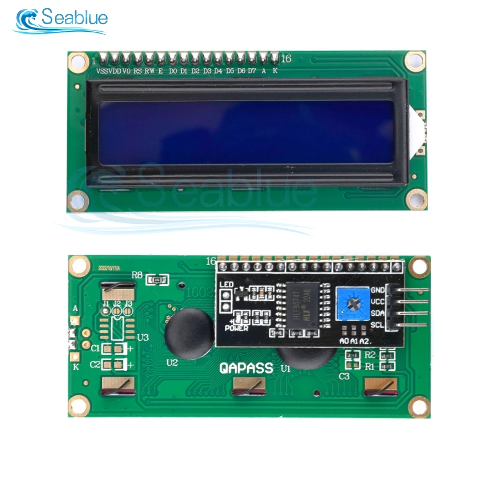 LCD1602+I2C Modul Blau/Gelb Grüner Bildschirm 16x2 Zeichen LCD Display – Bild 2
