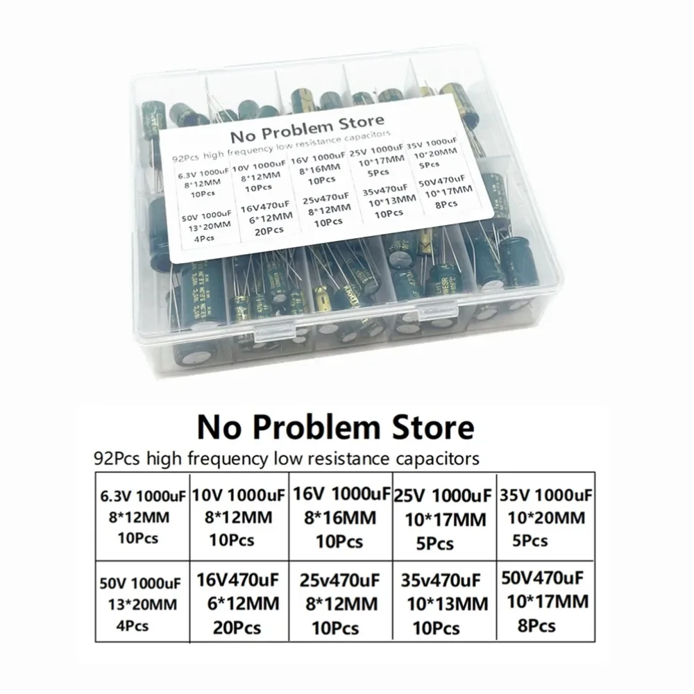 Aluminium-Elektrolytkondensatoren, sortiertes Kit - 10 (92 Stück) – Bild 2