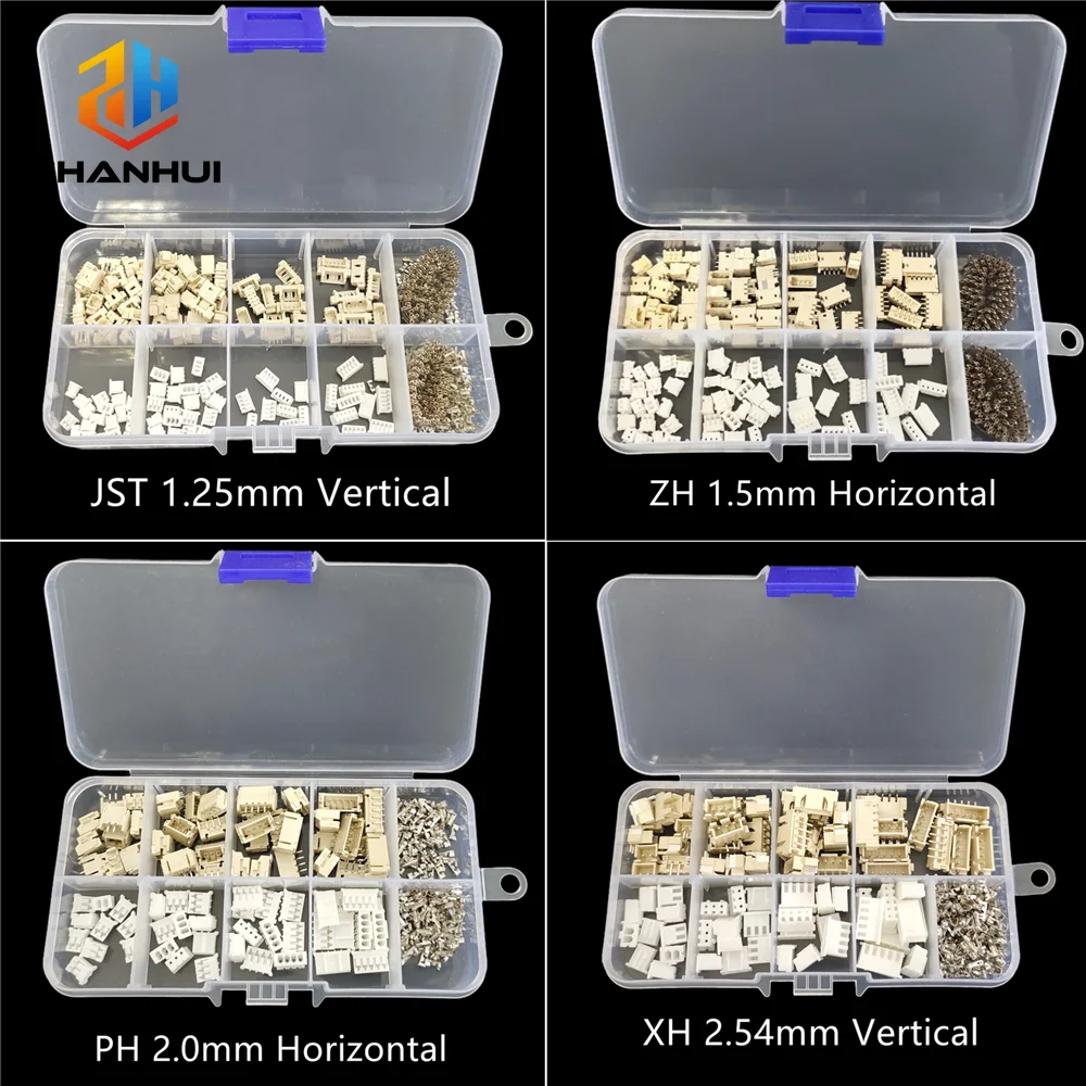 1 Box JST-Steckverbinder-Sortiment - SH1.0/ZH1.5/PH2.0/XH2.54 2-5-polige Stecker/Buchsen