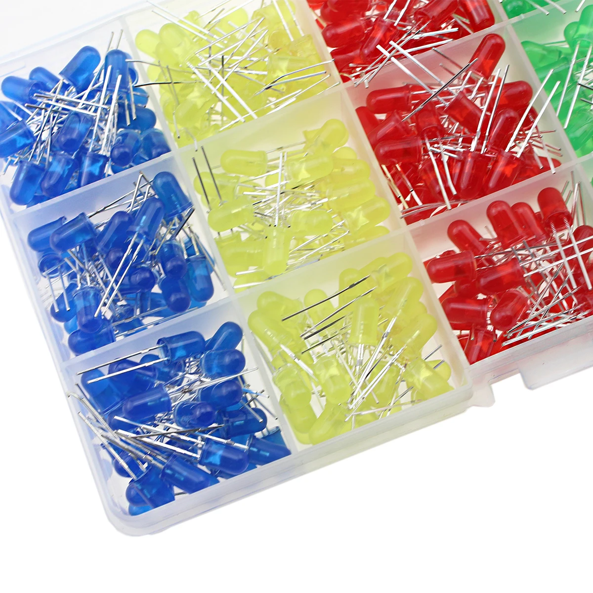 5-mm-LED-Dioden-Sortiment, 5 Farben Rot Grün Blau Gelb (500 Stück) – Bild 6