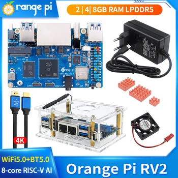 Orange Pi RV2 8-Core RISC-V 2TOPS AI CPU Single Board Computer 2GB 4GB 8GB RAM LPDDR4 Optional WiFi BT5.0 M2