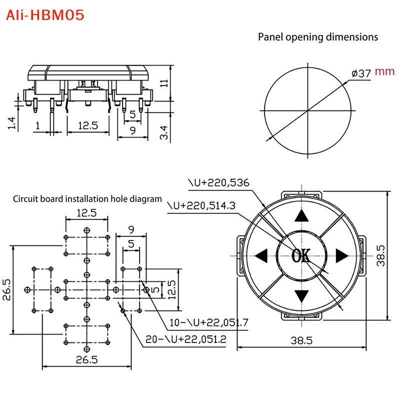 (HB05) 1 Set B3F-4055 Mit Pfeil-OK-Taste SMD 12*12*7,3mm – Bild 6