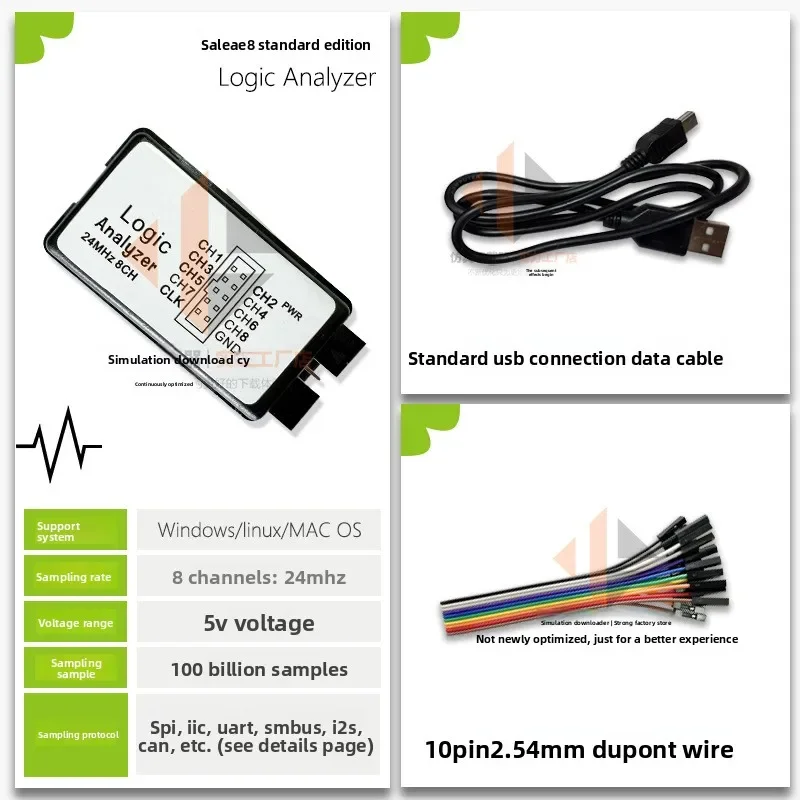 Stabiler Logikanalysator Saleae Logic 16-Kanal 8-Kanal FPGA-Debugging 100M Digital-Signal-Oszilloskop 007