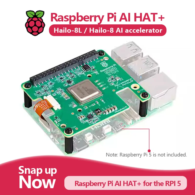 Raspberry Pi 5 AI HAT+ künstliches Intelligenz-Kit mit Hailo8l/Hailo8-Beschleunigungsmodul, 13 Tops/26 Tops