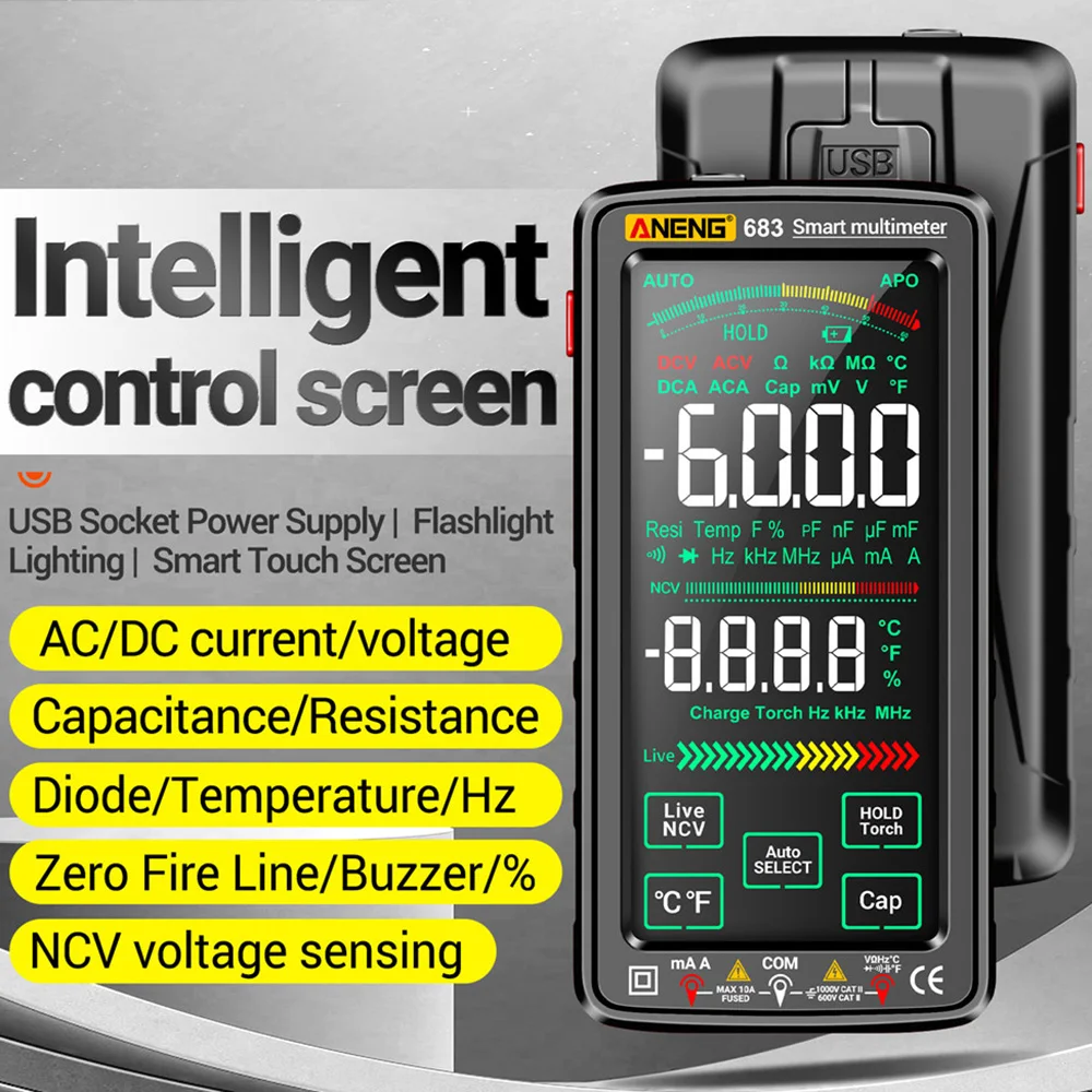 Digitalmultimeter ANENG 683 682 681 Smart High Touch 6000 Zählt – Bild 2