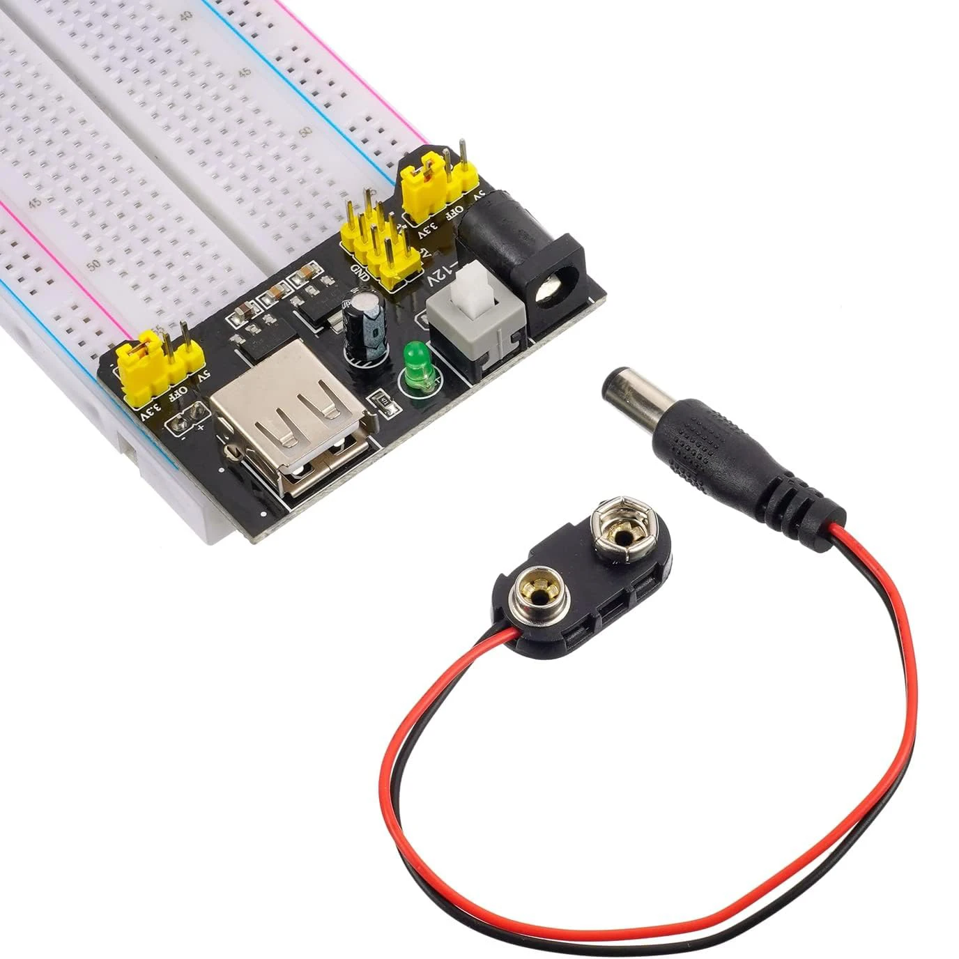 Breadboard-Kit mit Netzteilmodul, Überbrückungskabel, Batterie-Clip – Bild 6