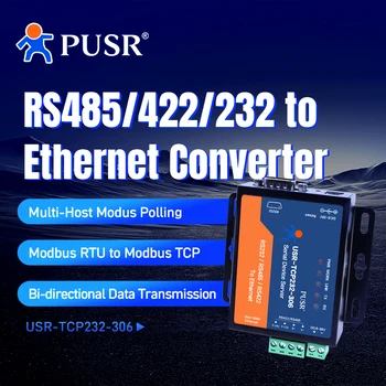 PUSR RS485 RS232 RS422 zu Ethernet Konverter Modbus RTU zu TCP Gateway Serieller Geräteserver USR-TCP232-306