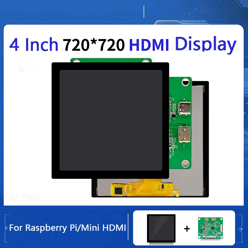 Raspberry Pi Display 4 Zoll 720 x 720 MIPI DSI TFT LCD Touchscreen mit HD-MI-Treiberplatine