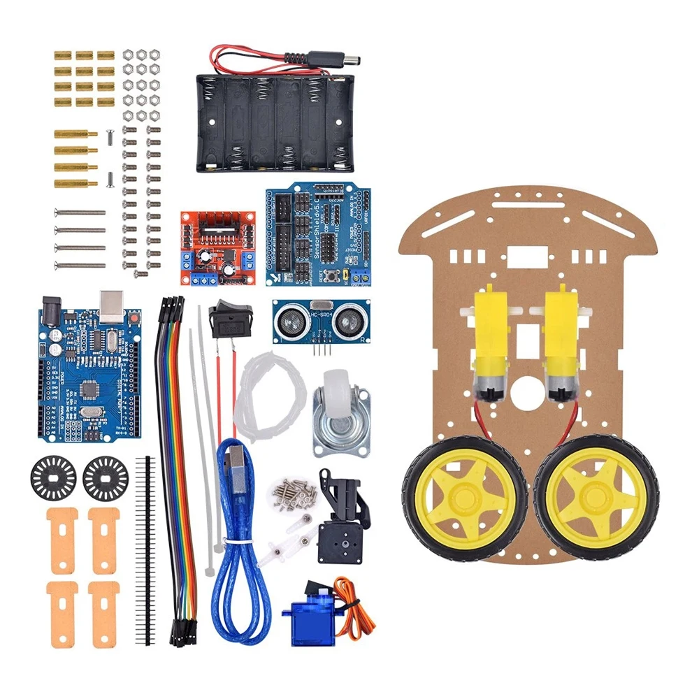 Ultraschall-Hindernisvermeidungs-Auto Smart Car DIY-Kit Programmierbares Ferngesteuertes Roboter-Auto-Kit