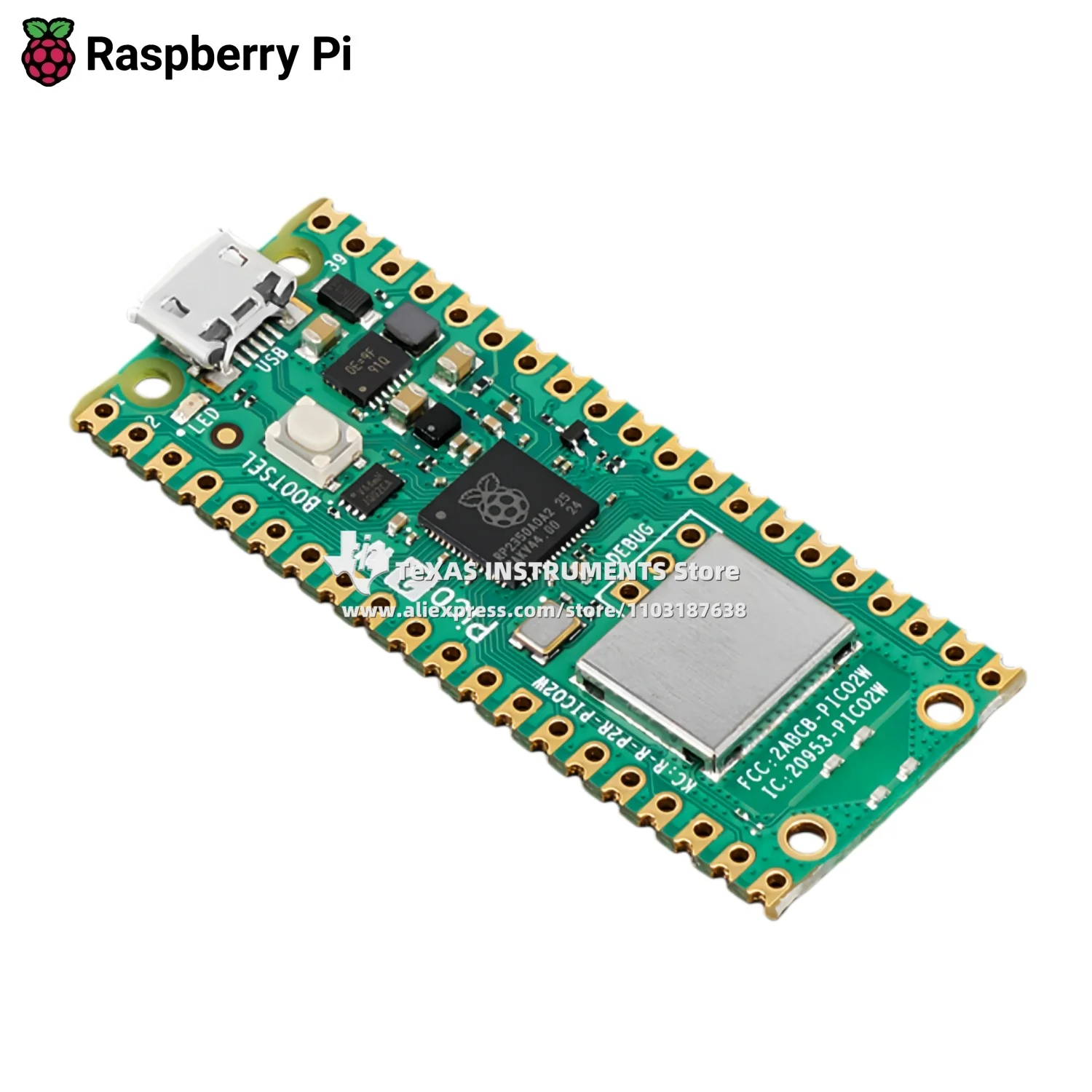 【TI Official】Raspberry Pi Pico 2W mit Header Dual Arm Cortex-M33 – Bild 2