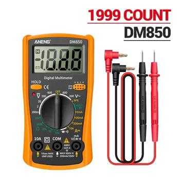DM850 Professionelles Digitalmultimeter 1999, Auto-AC/DC-Spannungsprüfer, Ohm, Strom, Amperemeter, Prüfspitze