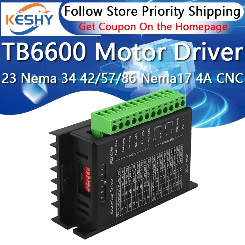 Schrittmotor-Treiber TB6600 23 Nema 34 42/57/86 Nema17 4A DC9-40V – Bild 6
