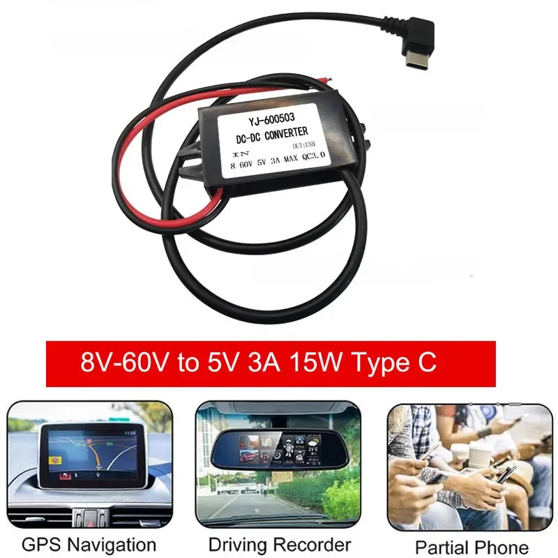8V-60V zu 5V 3A 15W USB Auto Telefon Schnell Ladung Step Down – Bild 3