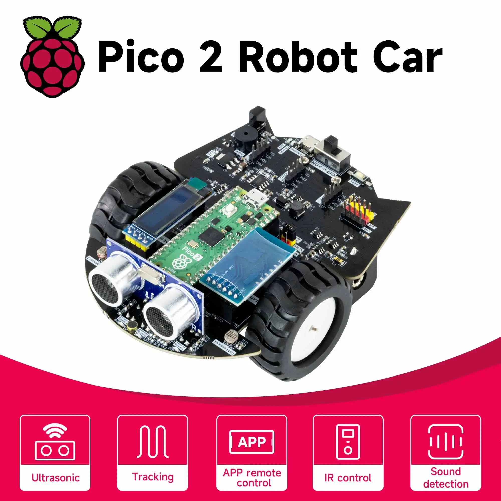 Raspberry Pi Pico 2 Roboter-Auto-Kit, programmierbares Auto, MicroPython-Programmierung