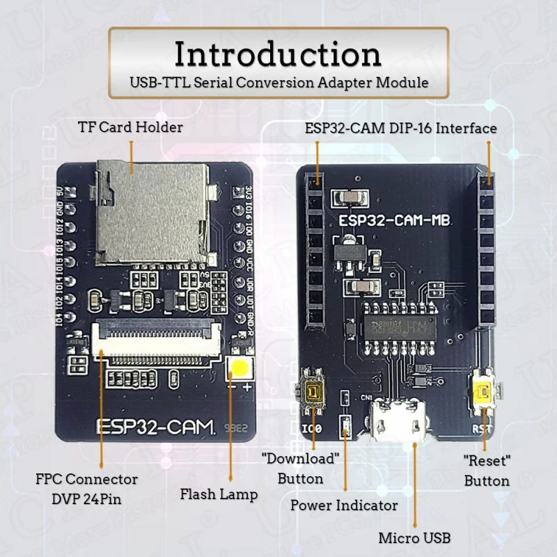 ESP32-CAM mit OV2640 Kameramodul-Kit 8MB PSRAM 2,4G WLAN 3dBi Antenne – Bild 2
