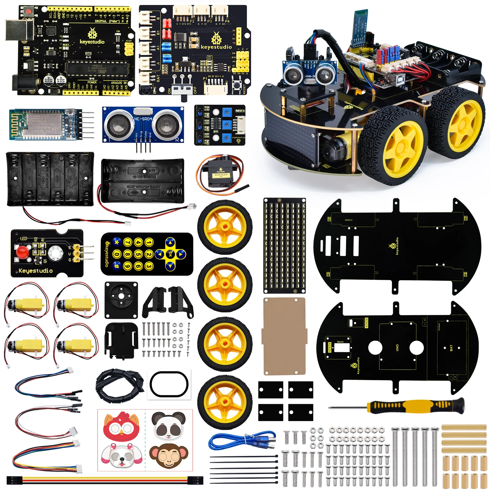 Keyes tudio 4wd programmier bares intelligentes roboter auto für arduino roboter profession elle
