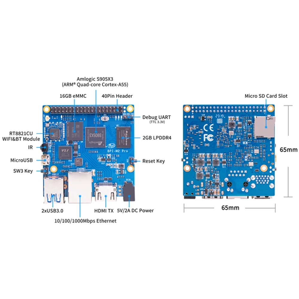 Banana Pi BPI M2 Pro Quad-Core Cortex-A55 2,0 GHz 2GB RAM 16GB – Bild 6