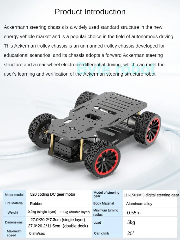 5kg Last 4WD Roboter Auto Metall Ackerman RC Chassis mit Dual Encoder – Bild 5