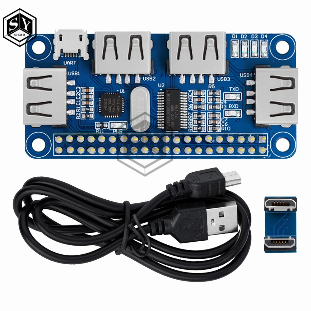 4 Ports USB HUB HAT für Raspberry Pi 3/2/Zero W Extension Board USB – Bild 6