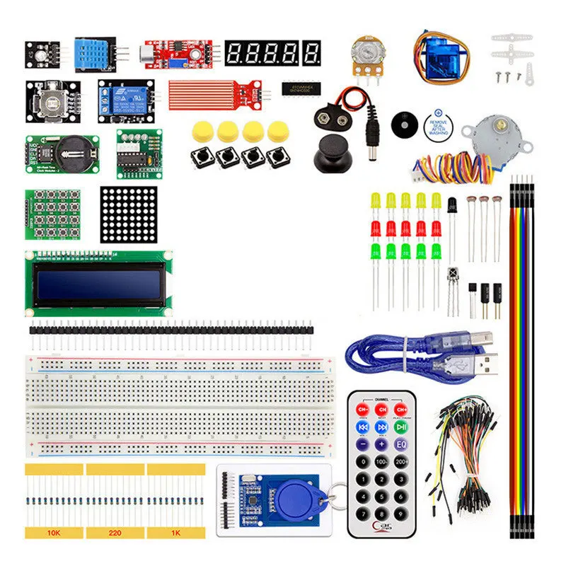 Uno R3 Lernset Starter-Kit mit Schrittmotor und RFID-Kit, Breadboard, Fortgeschrittenes Lernpaket