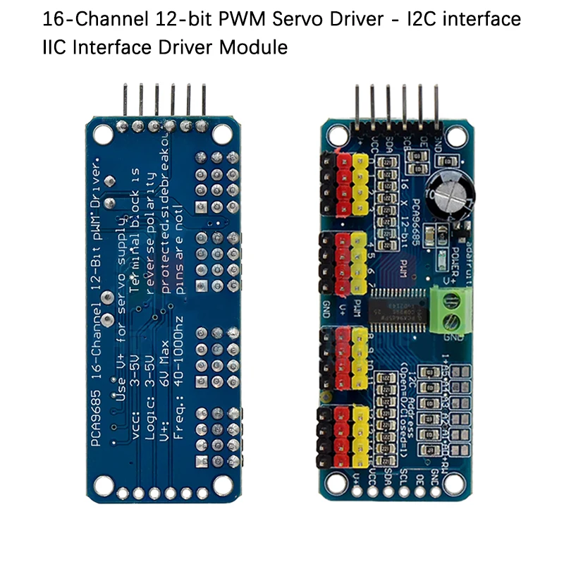 16-Kanal-12-Bit-PWM-Servotreiber - I2C-Schnittstelle - PCA9685 für Arduino Raspberry Pi DIY Servo Shield Modul