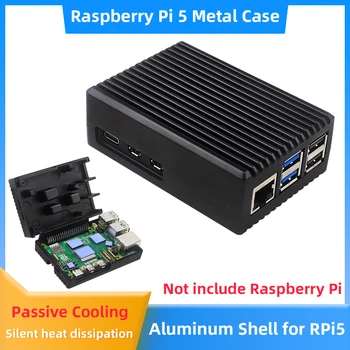 Raspberry Pi 5 Aluminiumgehäuse, gepanzerte Schale, geräuschlose passive Kühlung, Flossen-Wärmeableitung