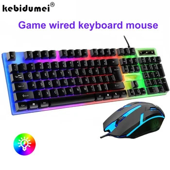 Verdrahtete Tastatur Und Maus Set USB Leuchtende Mechanische Tastatur Mäuse Set 104key Gaming Tastatur Für PC