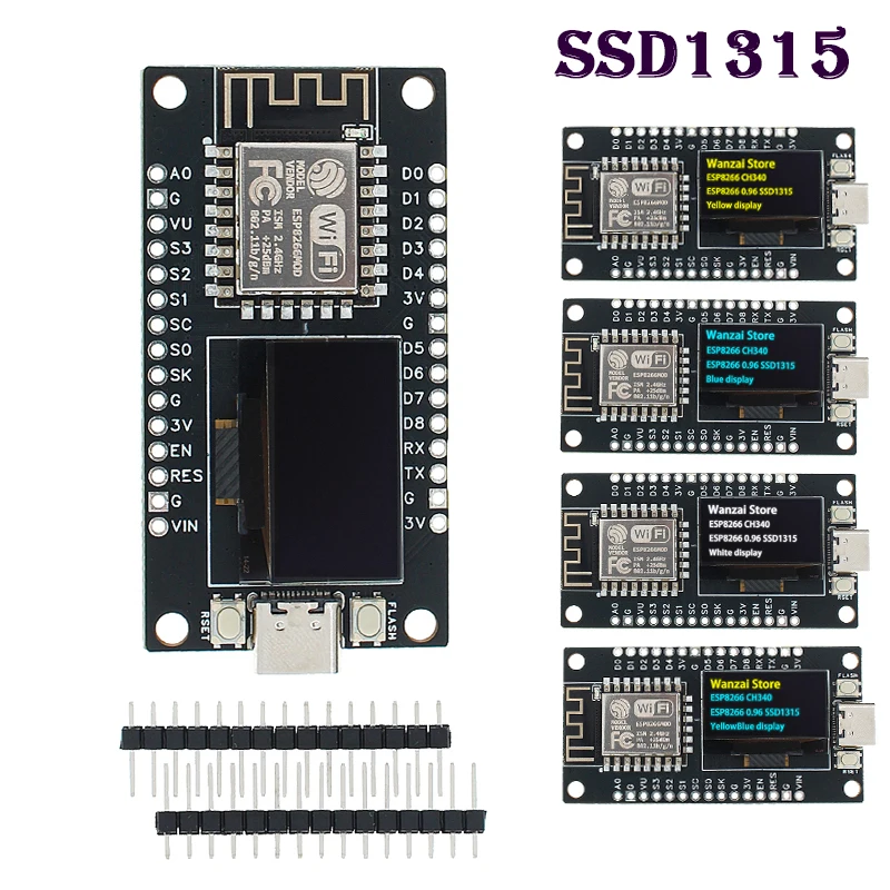 NodeMCU ESP8266 Entwicklungsboard SSD1315 0,96 Zoll OLED-Display CH340G ESP-12F WiFi-Modul TYPE-C USB