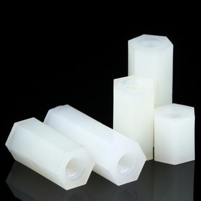 Weiße Nylon-Sechskant-Abstandshalter, Buchse auf Buchse, M2, M2,5, M3 – Bild 4