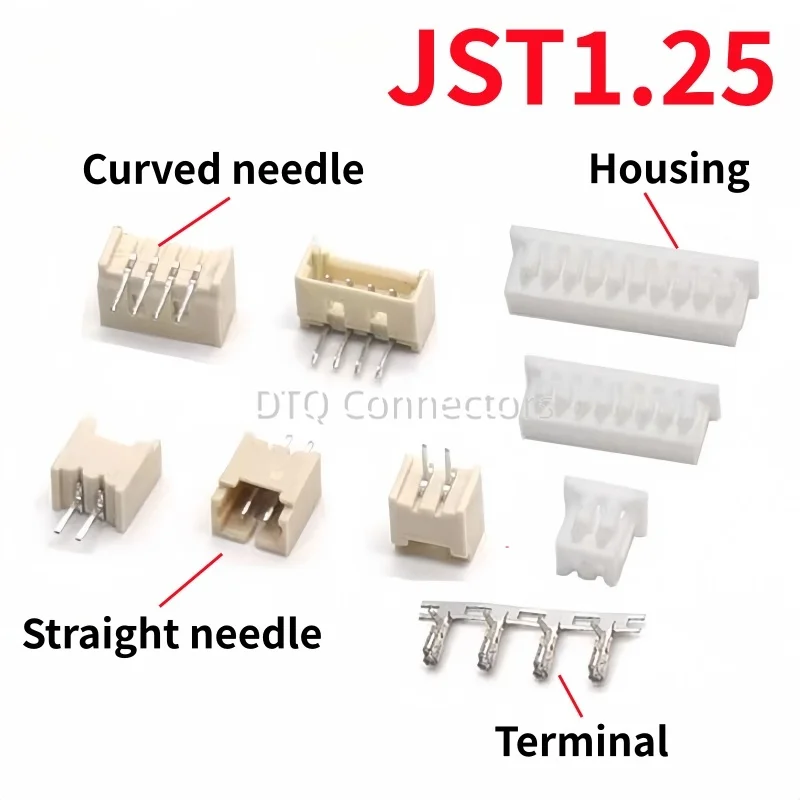 MICRO JST 1.25 2P 3P 4P 5P 6P 7P 8P 9P 10P Steckverbinder 1,25 mm Rastermaß Horizontaler gerader (50 Stück)