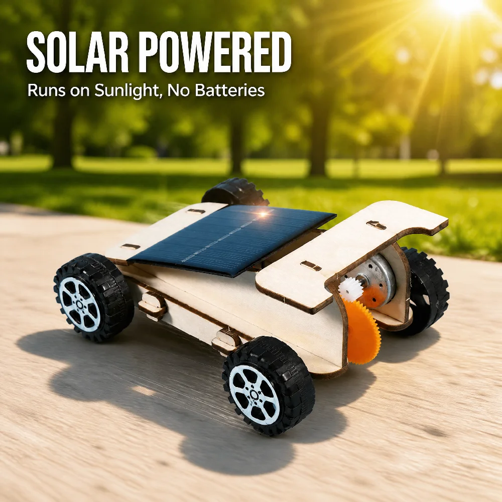 Holz-Solarauto DIY Wissenschafts-Experimentier-Set für Kinder Handgefertigtes Montagemodell MINT-Bildung