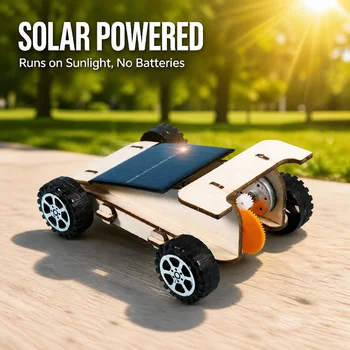 Holz-Solarauto DIY Wissenschafts-Experimentier-Set für Kinder Handgefertigtes Montagemodell MINT-Bildung