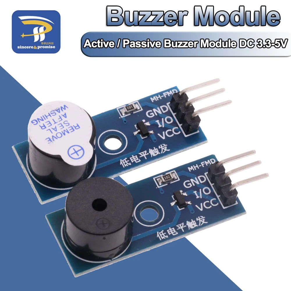 Aktives/passives Summermodul DC 3,3-5 V für Arduino Smart Car DIY Kit Low Level Trigger Control Board Sound