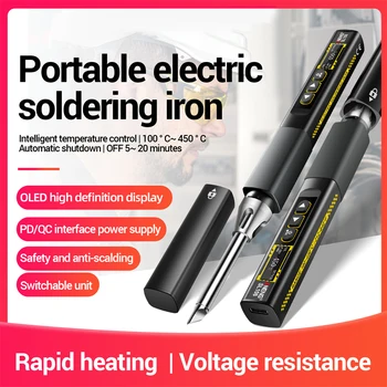 SL108 Digitales elektrisches Lötkolben-Set, 96 W, schnelle Hitze, einstellbare Temperatur 100-450 ℃ Tragbares