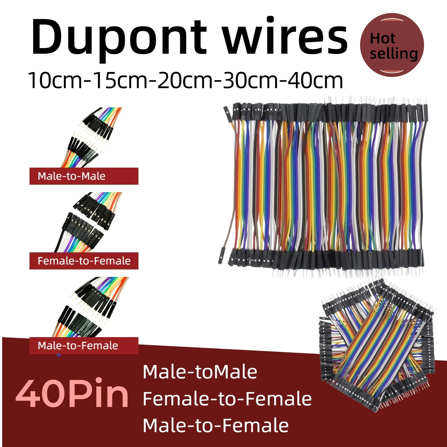 Dupont Line 10 cm 20 cm 30 cm 40 Pin Stecker auf Stecker + Stecker auf Buchse und Buchse auf Buchse Jumper