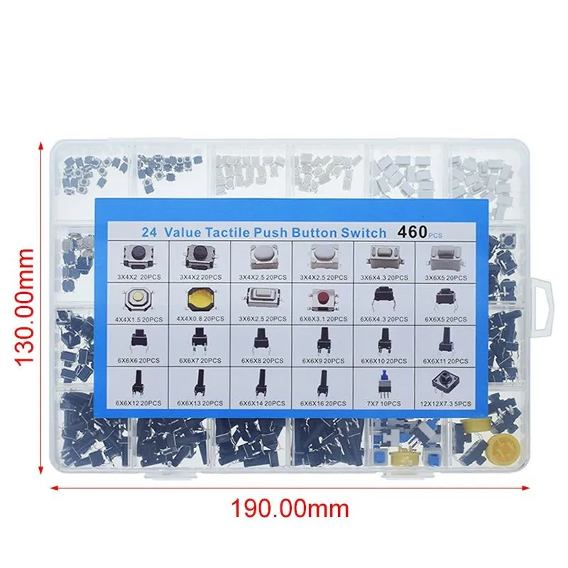 24 Werte taktiler Druckknopf schalter smd Micro Momentary (460 Stück) – Bild 5
