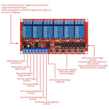 Relaismodul 6-Kanal 5V 12V 24V Relaismodul-Board Shield mit Optokoppler, unterstützt High