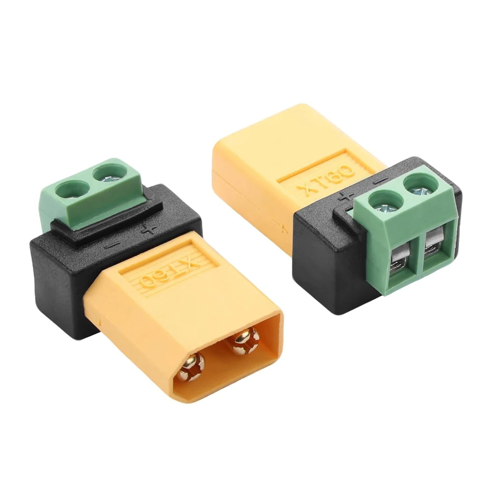 XT60 auf 2-Pin-Schraubklemmenadapter 10A lötfreier Konverter Stromstecker männlich-weiblich (2 Stück)